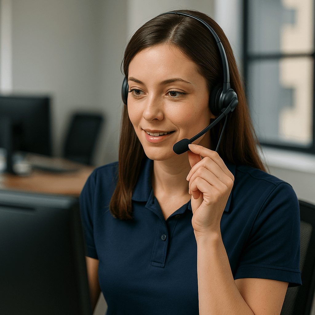 Professional customer service representative assisting with government contracting inquiries